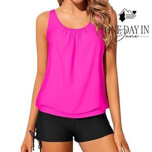 Yonique Blouson Tankini Swimsuit Size M